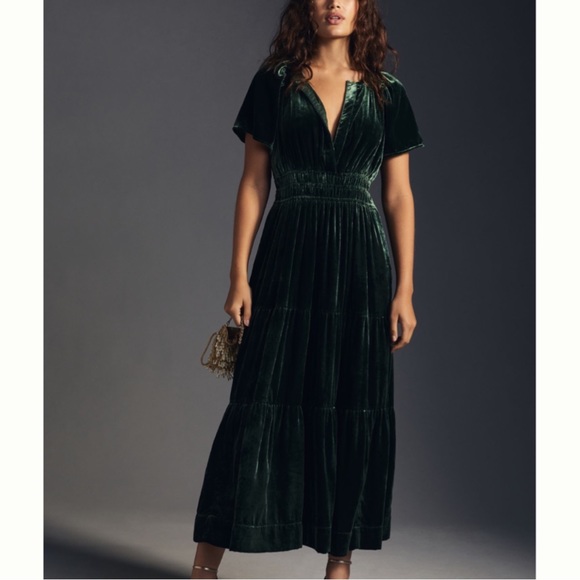 NWOT The Somerset Velvet Maxi Dress Anthropologie - Picture 1 of 14